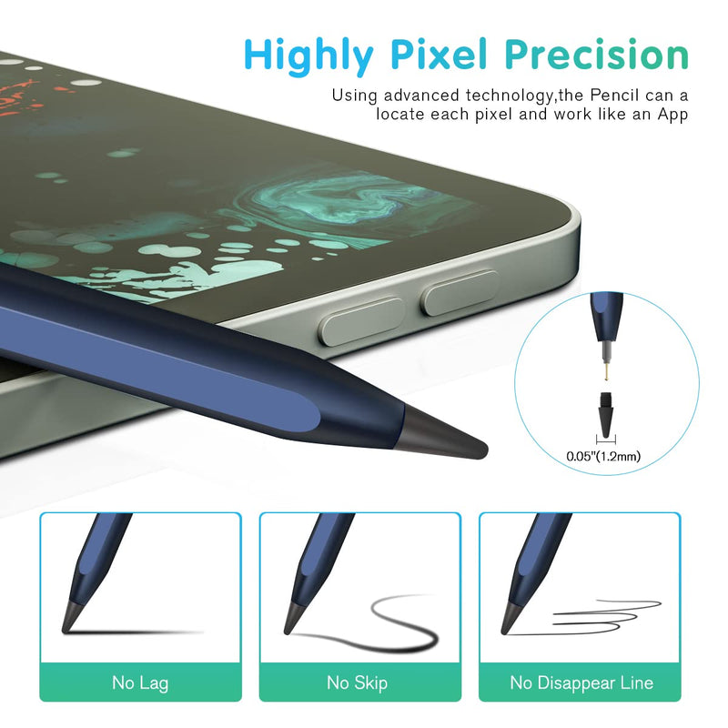Stylus Pencil for iPad 9th Generation, Active Pen with Palm Rejection Compatible with (2018-2022) Apple iPad 9th 8th 7th Gen/iPad Pro 11 & 12.9 inches/iPad Air 4th 5th Gen/iPad Mini 6th Gen (Blue) Blue