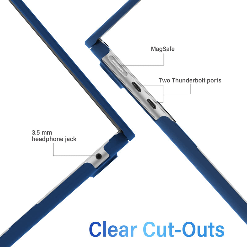 IBENZER Compatible with 2024 2023 2022 MacBook Air 13 inch Case M3 A3113 M2 A2681, HardShell Case & KeyboardCover & ScreenFilm & Type-C Adapter for Mac Air 13.6, Navy Blue, AT13-KK-NVBL+2TC For Macbook Air 13.6" M3 A3113 M2 A2681