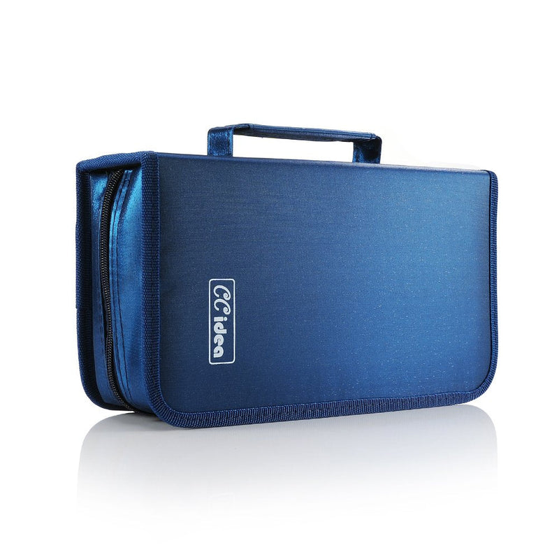 CCidea CD Case DVD Storage Holder, 128 Capacity DVD Cases Organizer CD Plastic Protective Carrying Binder,Portable Cd Wallet for Home Travel (Blue) L11 xW 6 x H3.5 INCH Blue