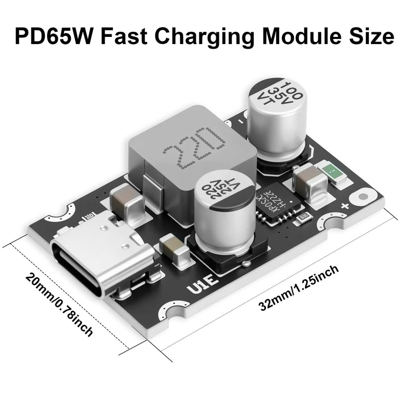 [AUSTRALIA] - PD65W Fast Charging Module, QIQIAZI Fast Charging Module 12V-30V to USB-C PD3.1 QC3.0 with Type-C Port, USB Buck Converter DC-DC Step Down Module for Phone Fast Charging (Pack of 3) 
