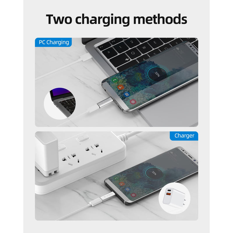ARKTEK USB-C Adapter i OS Lightning Cable (Female) to USB Type C (Male) - Only Charging Adapter for iPhone 15 Series Galaxy S24/Note 20, Pixel 8 and More (2 Pack, Silver)
