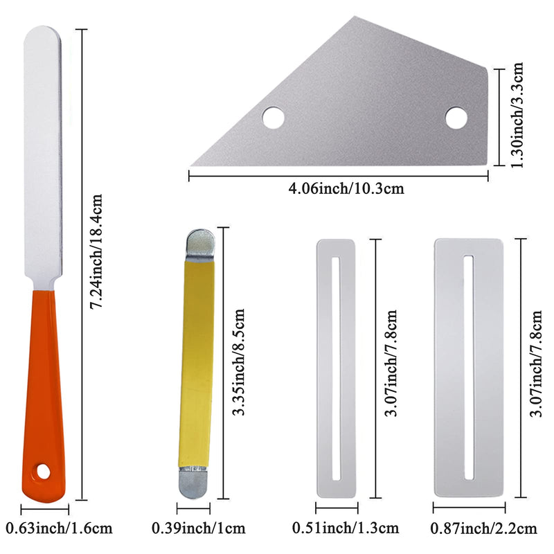Guitar Luthier Tool Set, Guitar Fret Crowning File, Fret Leveling Beam, String Action Ruler Gauge, Feeler Gauge, Fret Rocker, Fingerboard Guards, String Spreaders and Replacement Sanding Papers Guitar Repairing Maintenance Tool Kit