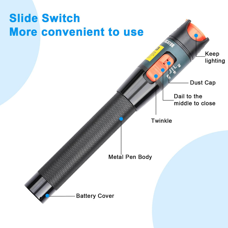 DAXGD 10mW Red Visual Fault Locator Optical Cable Test Pen, Fibre Optic Tester, Fibre Optic Cable Tester for CATV Telecommunications Multifunctional Tester 10 mW
