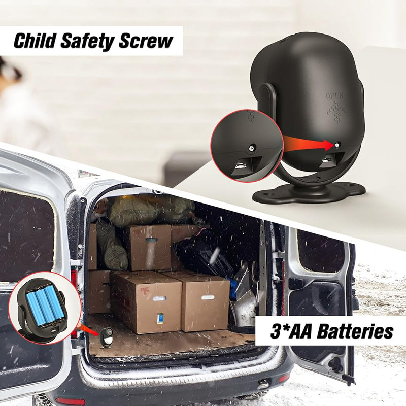 125dB Loud Motion Sensor Alarm with 328ft Remote Control(40ft PIR Detector, 3*AA Batteries), Indoor Wireless Infrared Security Motion Detector with Siren for Home/Shed/Garage (Black) Black