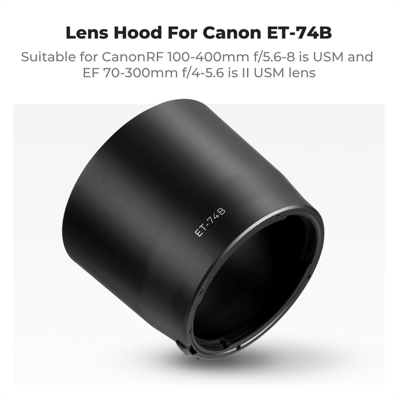 [AUSTRALIA] - K&F CONCEPT Lens Hood Replace of ET-74B Hood Compatible with Canon RF 100-400mm f/5.6-8 is USM, EF 70-300mm f/4-5.6 is II USM, Reversible Snap on Camera Lens Shade Fits 67mm Filters and Lens Cap 
