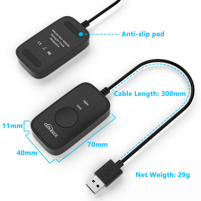 Cloudeck Mouse Jiggler Undetectable, Computer USB Mouse Mover, Gaming Automatic Continuous Clicker, Mouse Assistive Click Device, Plug & Play, Simulate Mouse Pointer Movement to Prevent PC Going Sleep