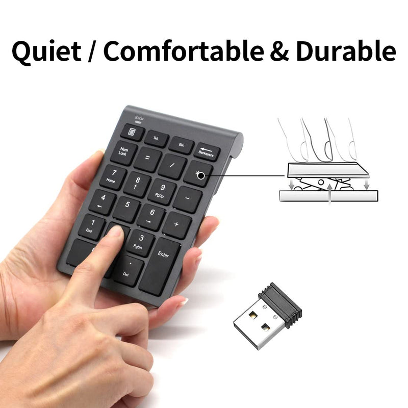 [AUSTRALIA] - LIANGSTAR Number Pad, Wireless Numeric Keypad 22 Keys Portable Keyboard Extensions with 2.4GHz USB Receiver for 10 Key Financial Accounting Data Entry, Surface Pro, Laptop, Desktop, PC, Notebook 
