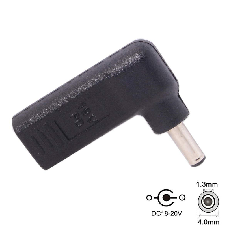 Cablecc USB 3.1 Type C USB-C to DC 19V Adapter PD Emulator Trigger 90 Degree Angled (4.0x1.3mm) DC4.0x1.3mm