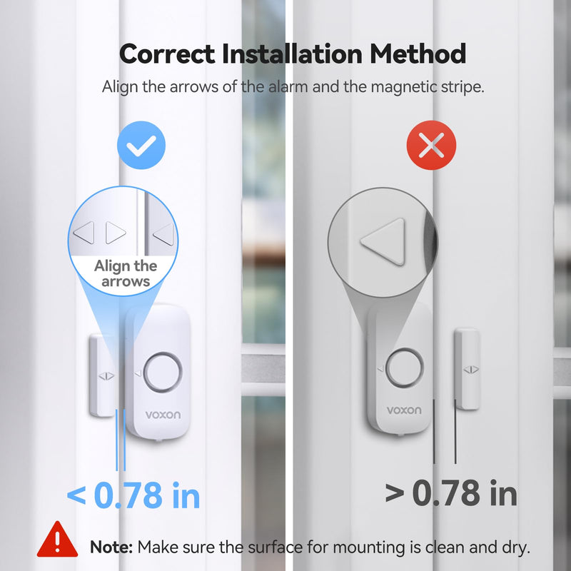 Door Window Alarm for Kids Safety VOXON Wireless Door Alarm for Home Security Personal Security Window Alarms Sensor Burglar Door Alarm for Home, Cars, Sheds, Caravans DIY Kit Pack of 4 4PCS