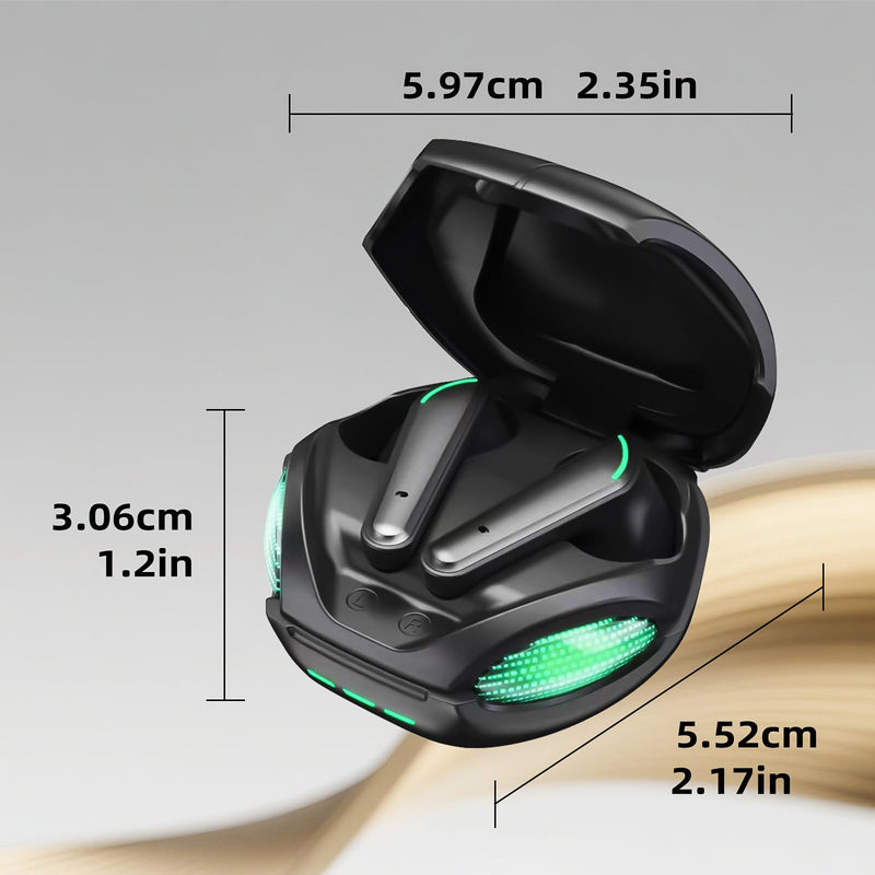 Wireless Gaming Earbuds with ENC Mic，Bluetooth 5.3 Wireless Headphones, 30ms Low-Latency, Comfort Fit, Stereo Sound for Mobile Gaming, Workouts, Travel, and Daily Use