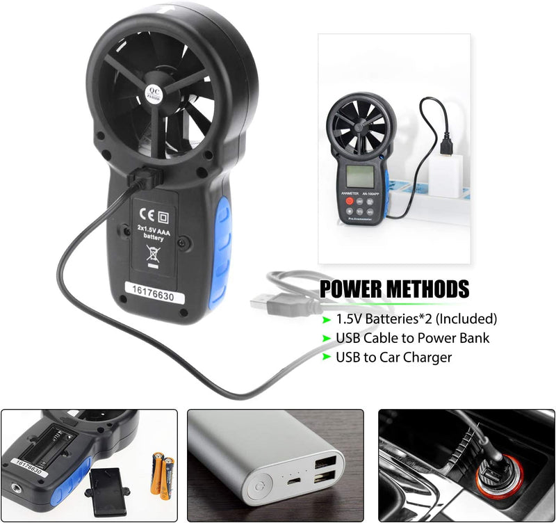 AIOMEST Bluetooth Anemometer Wind Meter with App, Portable Air Speed Meter AI-100APP with Data Logger, RLT System, Wind Gauge, Air Flow Meter, Carry Bag AI-100APP with Bluetooth app connection