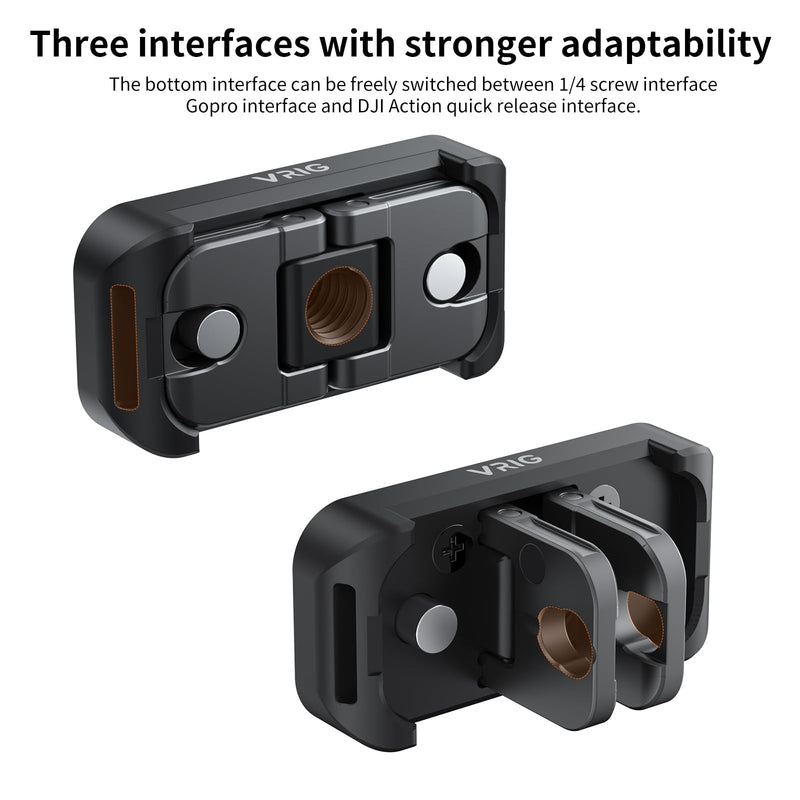 [AUSTRALIA] - VRIG Quick Release Mount for Insta 360 X4 (New Version),Snap-On Magnetic 2 Prong Mount and 1/4" Screw compatible with tripod fixed action camera selfie stick 