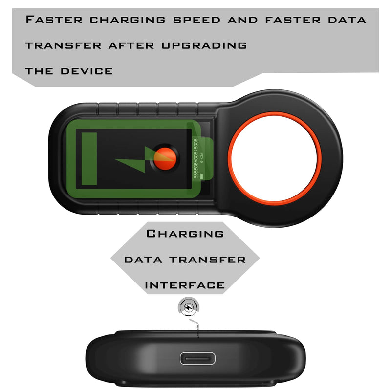 Smoostart Microchip Scanner, ISO11784/85/FDX-B/EMID 128 Records Data Storage Upload to PC Microchip Scanner Reader for Dog/Pet/Cat/Pig/Animal New Black