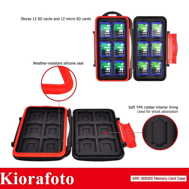 Kiorafoto Memory Card Case Holder Tough & Slim Bundle : Tough Case for 12 SD + 12 MicroSD TF , Slim Holder for 2 SD + 4 MicroSD TF