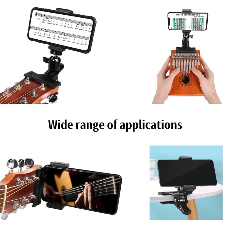 Guitar Accessories for Beginners - 1 Ukulele Bass Guitar Phone Holder for Live Broadcast Video Recording,1 Guitar Capo, 1 Tuner With Free Picks Holder+Capo+Tuner+Picks