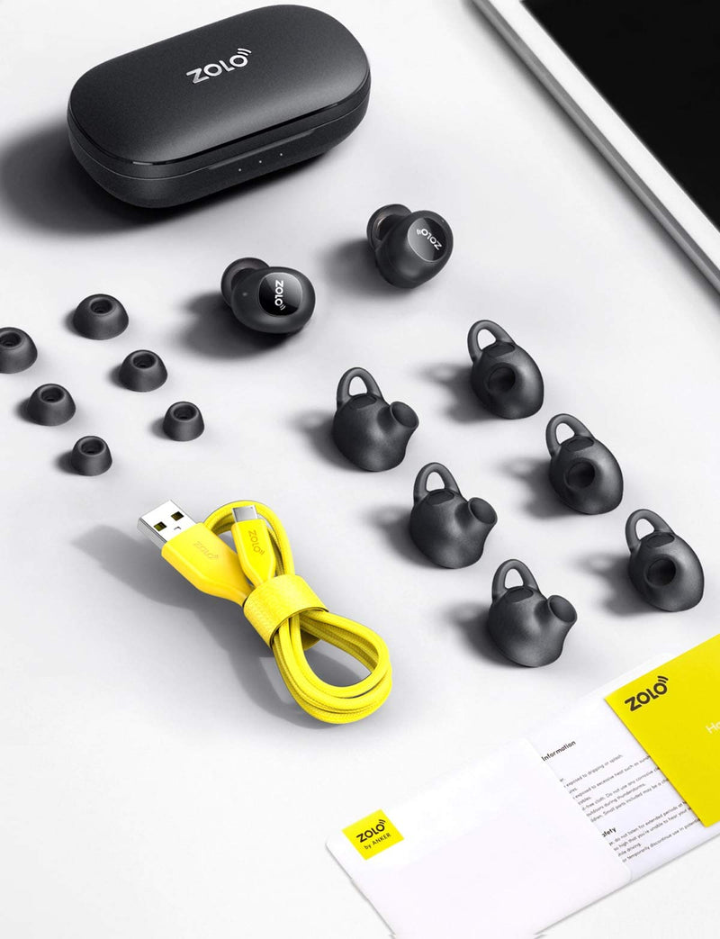 True Wireless Headphones, ZOLO Liberty [Upgraded] 8-Hour Playtime (100 Hours with Charging Case), Bluetooth 5 Bluetooth Earbuds with Graphene Driver Technology, IPX5 Sweatproof, Handsfree Stereo Calls