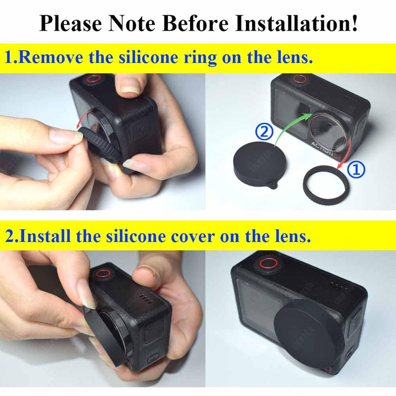 [AUSTRALIA] - Mini Bag Case for DJI OSMO Action 5 Pro/Action 4 / Action 3 Camera + Rubber Lens cap Cover [1+2 Pack], Carrying Portable Storage boxes Accessory 