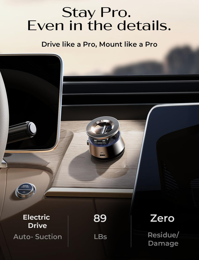 LISEN Suction Phone Mount【2026 Auto Vacuum 3.0】, 360 Adjustable Magnetic Phone Holder for Car Dashboard Universal Magsafe Accessories Gifts for Men Women for iPhone 17 Pro Max Air 16 15 14 13 12 Deep Gray