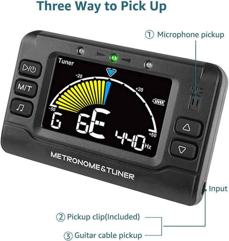 LEKATO Metronome Tuner Rechargeable Tuner Digital 3 in 1 Multifunction Tuner for All Instruments, Guitar Bass, Chromatic, Violin and Ukulele