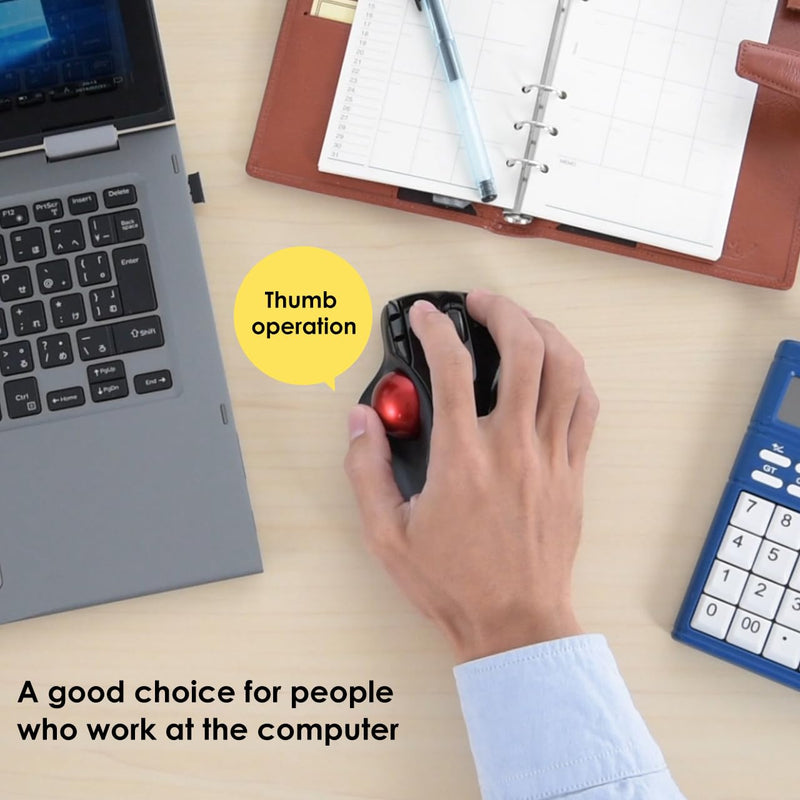 SANWA Wired Trackball Mouse GMATB44BKN + Orange 34mm Trackball Replacement Ball Set, Computer Rollerball Mice, 400/800/1200/1600 DPI, Compatible MacBook, Laptop, Windows, macOS, Chrome OS