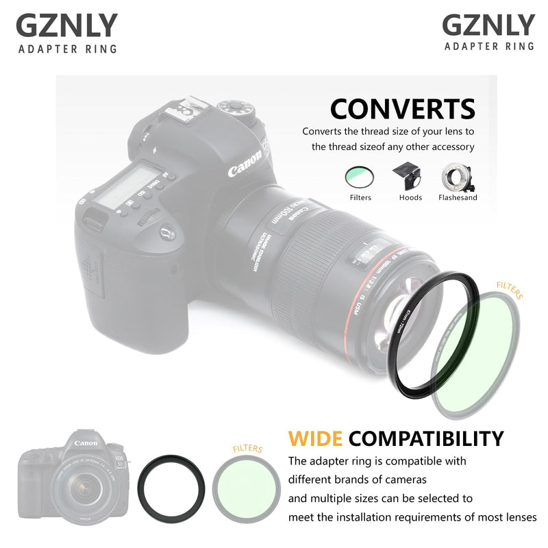 46mm to 52mm Step-up Adapter Rings Filter Adapter Black Metal Step Down Filter Ring Adapter Compatible with All Brand UV CPL ND Camera Lens Filter Stepping Rings (46mm-52mm) 46mm-52mm