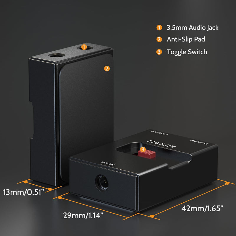 [AUSTRALIA] - Cubilux 3.5mm Audio Selector, Bidirectional 2-In-1-Out or 1-In-2-Out 1/8-in TRS Headphone Switcher, Ultra-Compact Aluminum Case Passive Toggle A/B AUX Switch Box for PC 