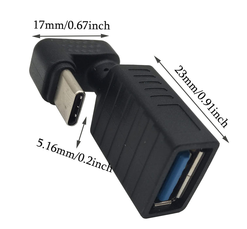 Traovien USB C 180 Degree Adapter, (2 Pack) USB Type C U Shape Adapter,180 Degree USB C Male to USB 3.0 A Female Adapter Convertor Extension for Laptop, Tablet, Mobile Phone
