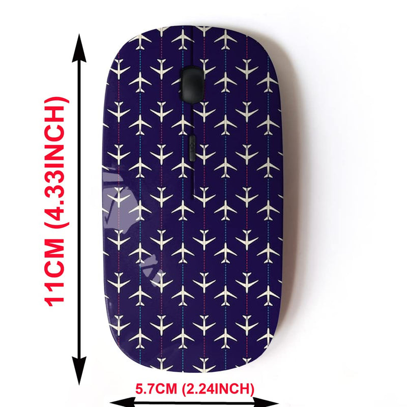 2.4G Wireless Mouse with Cute Pattern Design for All Laptops and Desktops with Nano Receiver - Airplanes