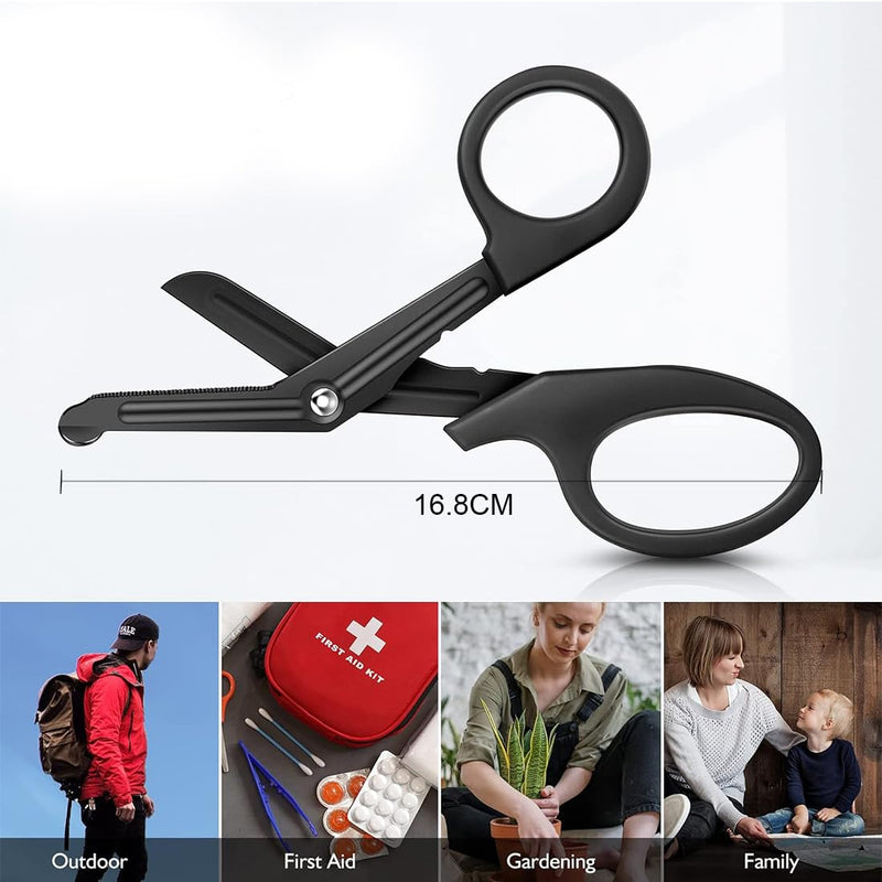 XOUDKE Medical Bandage Scissors, Medical Scissors, EMT and Trauma Scissors, Stainless Steel Bandage Scissors, 15 cm, Bent Stealth Black for Nurses, Medical Students, Emergency Room