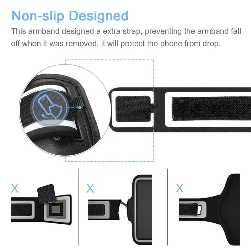 iPhone 15 Pro Max, 14 Pro Max, 15 Plus Armband with AirPods Holder, JEMACHE Gym Running Workouts Arm Band for iPhone 15/14 Plus, 15/14/13/12/11 Pro Max (Dark) Dark Black