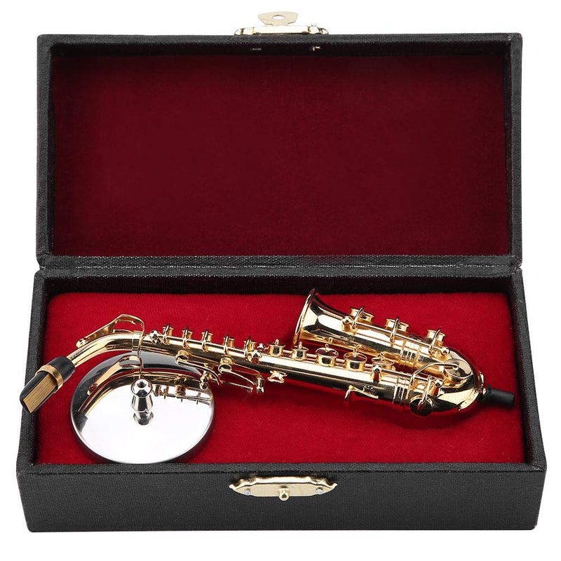 Miniature Alto Saxophone Delicated Gold Plated Mini Instrument Ornament with Case, and Decoration Saxophone Model Mini Musical 14cm Miniature Alto Saxophone Replica