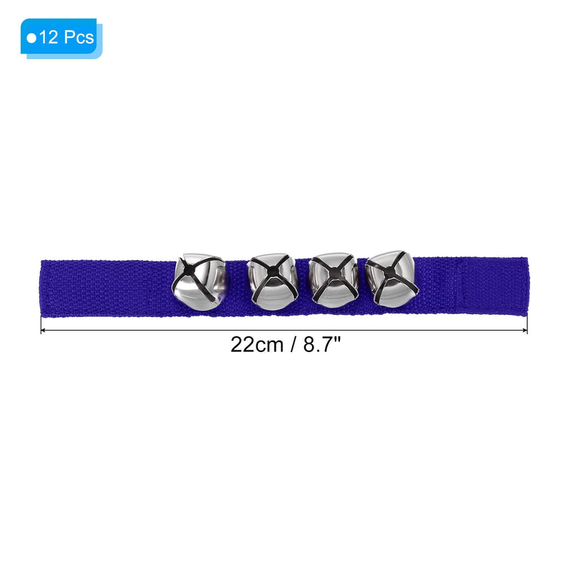 [AUSTRALIA] - PATIKIL 12pcs Wrist Bells, Jingle Bells Ankle Bells Wrist Bells Bracelet Percussion Instruments Musical Rhythm Band 4 Silver Bells for Party Christmas, Dark Navy Blue 
