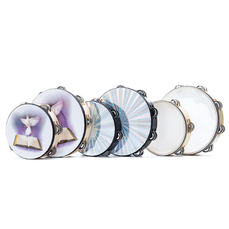 [AUSTRALIA] - Tambourine 10 inch Dove Bible Double Row Jingle Tambourine for Adults,Handbell Clap Drum Tambourine for Pray Church Party Musical Instrument (10 inch Dove) 