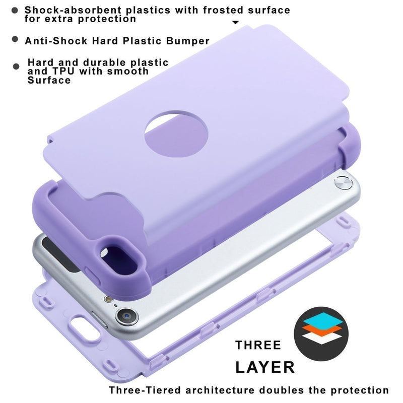 ULAK Compatible with iPod Touch 7 Case, iPod Touch 6 Case, iPod Touch 5 Case, Heavy Duty High Impact Knox Armor Case Cover for iPod Touch 5th/6th/7th Generation, Purple