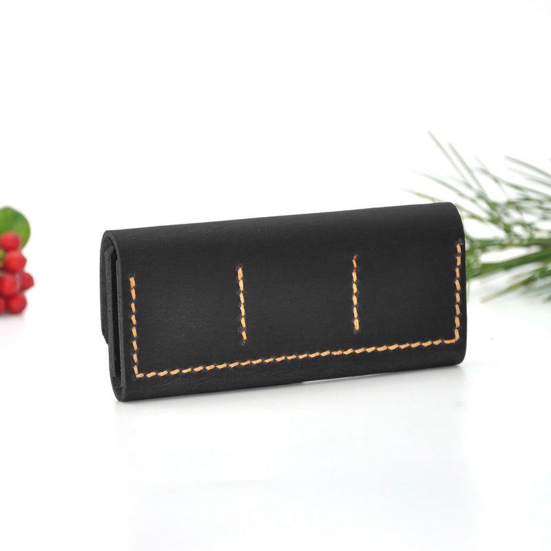 Guitar pick holder leather,Guitar pick holder gift,Leather guitar pick case,Gift for guitarist (Black) Black