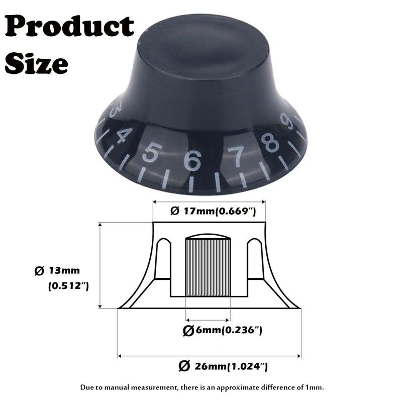 4PCS Top Hat Electric Guitar Control Knobs, Volume Tone Control Knobs Turning Speed Control Knob Guitar Bell Knobs for LP SG Electric Guitar Bass Replacement (Black) Black