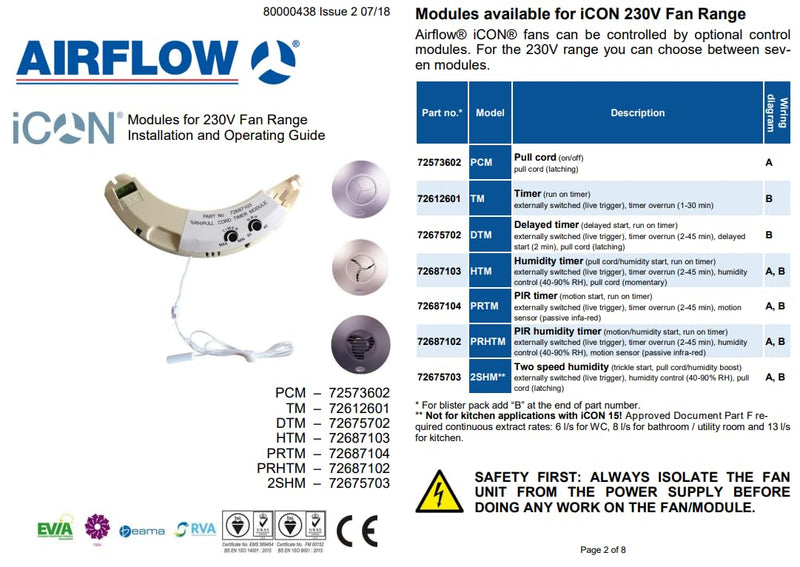 Airflow DTM iCON Plug-in Timer & Delay Start Module for 240V Fan Timer/Delay Start