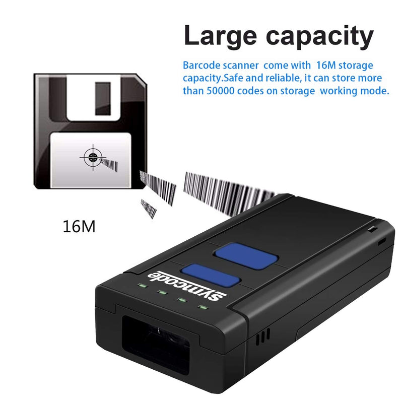 [AUSTRALIA] - Symcode Bluetooth Wireless Barcode Scanner,Compatible with Bluetooth Function & 2.4GHz Wireless, Portable Barcode Reader Work with Windows, Mac,Android, iOS Phones, Tablets or Computers Laser 1D Bluetooth Scanner 