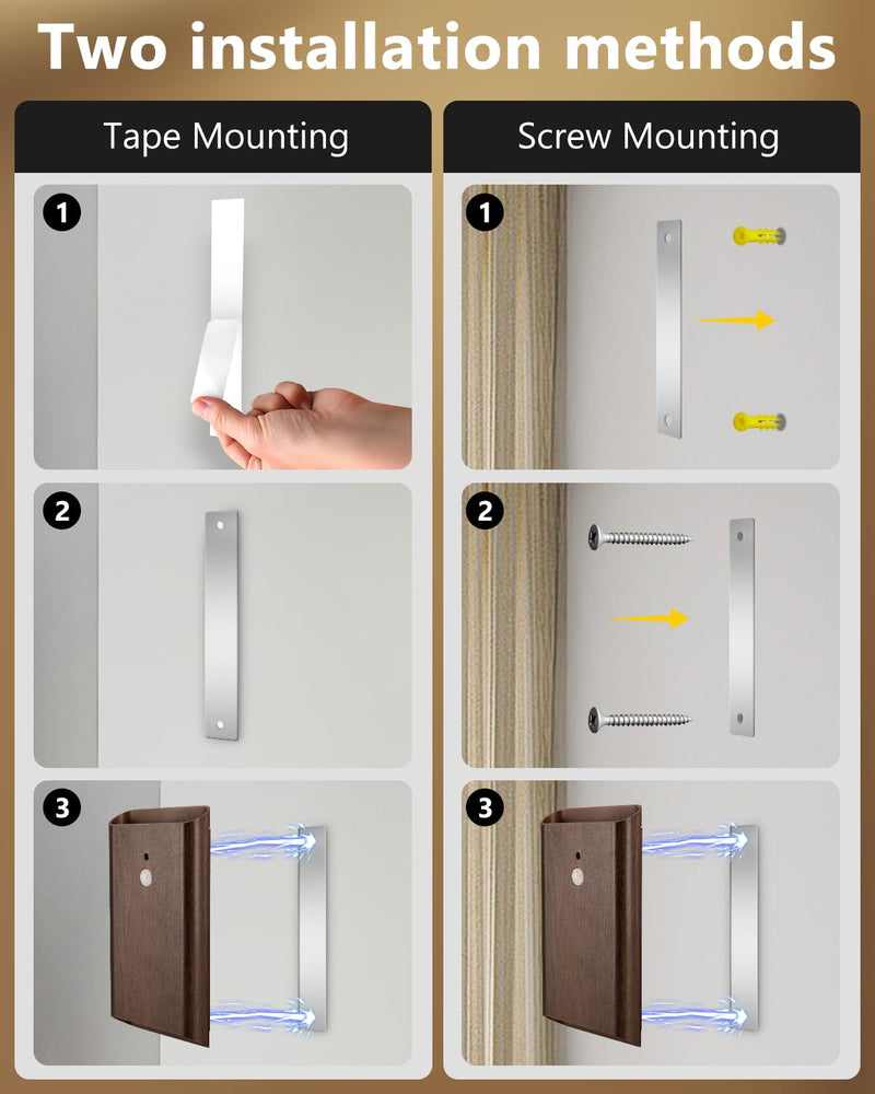 [AUSTRALIA] - Rechargeable Motion Sensor Wall Sconce Set of 2 – 5000mAh Wireless Battery Operated Wall Light Indoor, 3 Colors Up/Down Lighting Magnetic Night Light with Remote Control for Bedroom, Hallway (Walnut) Walnut 2 Pack 