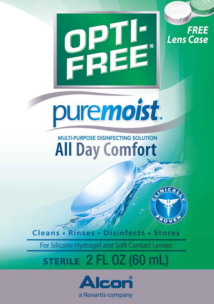 Opti-Free Puremoist Multi-Purpose Disinfecting Solution with Lens Case, (Packaging may vary), 2 Fl Oz (Pack of 1) 2 Fl Oz (Pack of 1)
