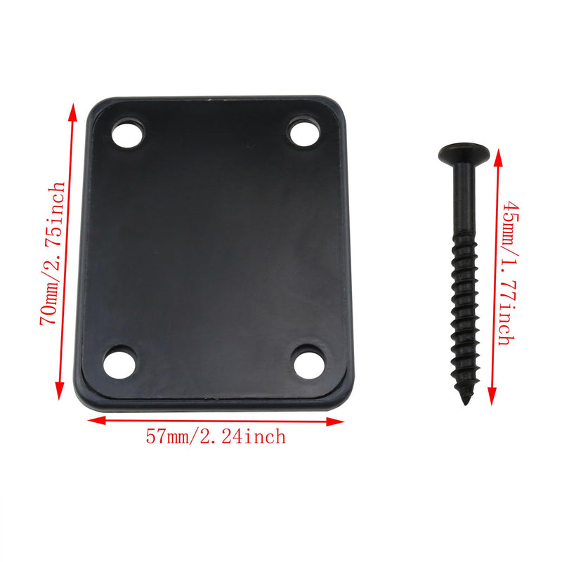 MetalGuitar Neck Plate Metal Guitar Neck Joint Plates Compatible with guitar parts such as Strat Tele style electric guitar bass (black) -1PCS