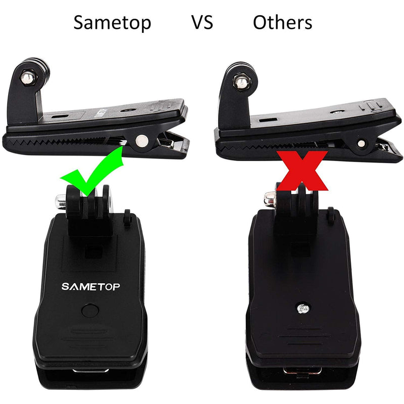 Sametop Backpack Strap Mount Quick Clip Mount Compatible with Gopro Hero 12, 11, 10, 9, 8, 7, 6, 5, 4, Session, 3+, 3, 2, 1, Hero (2018), Fusion, Max, DJI Osmo, Xiaomi Yi Action Cameras