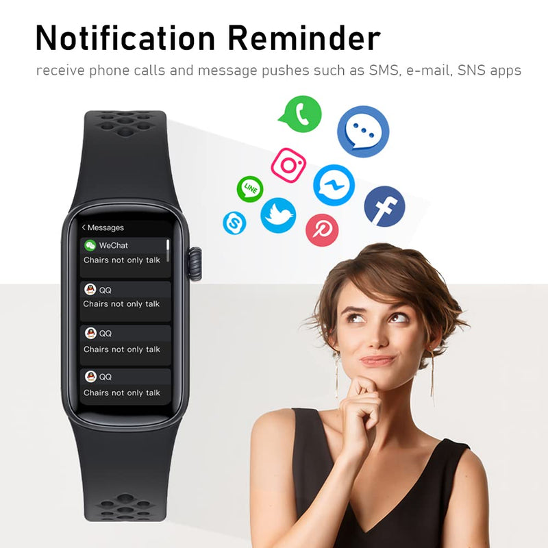 Fitness Tracker Step Counter Watch for Men Women Laides Smart Watches Message Notification IP68 Waterproof Activity Tracker Compatible with Android iOS Phones black