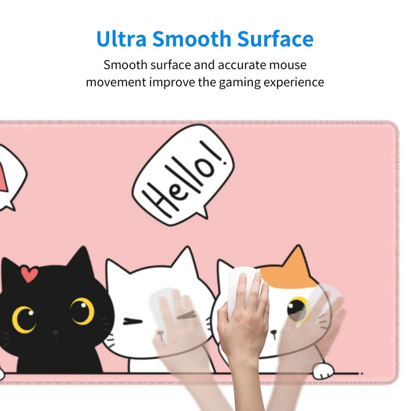 Pink Cute Kittens Cat Gaming Mouse Pad Large XL Girls Kawaii Desk Mat Long Extended Pads Big Mousepad for Home Office Decor Accessories 1