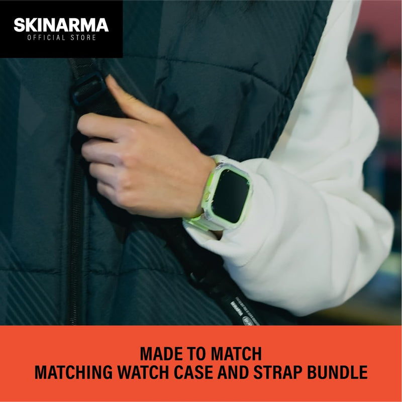 Skinarma SKRM GEMINI MAGNETIC WATCH STRAP + ATOM WATCH CASE compatible with Apple Watch 49 MM (Lime Green)