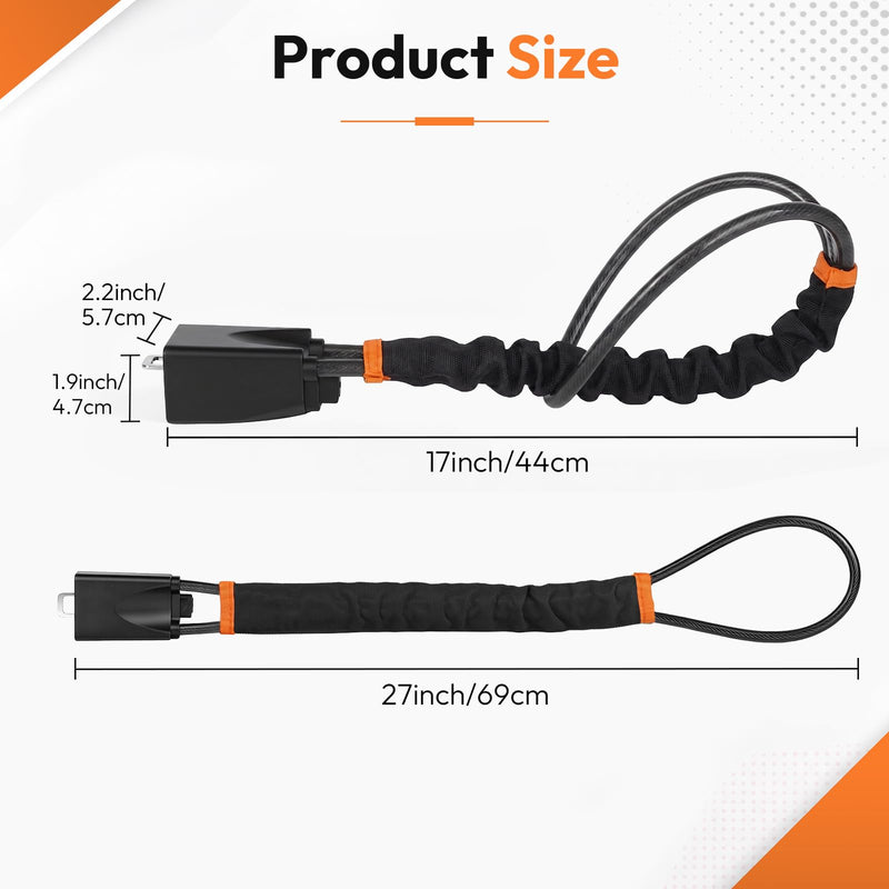 Car Steering Wheel Lock, 1PC Car Anti Theft Device, Seat Belt Lock | Thickened Steel Wire, Max 17” Locking Length, Easy Storage, 3 Keys, Fits Most Vehicles, Trucks, SUVs, Vans (Black) Black 1