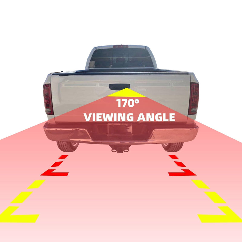 Dasbecan Tailgate Handle Backup Camera Compatible with 2002-2008 Dodge Ram | for Ram 1500 2500 3500 Back up Rear View Reverse Camera Night Vision w/Extension Harness (RCA Connector)