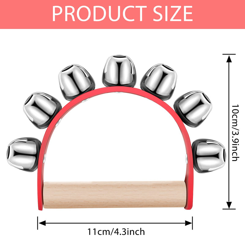 [AUSTRALIA] - Yeshone 6 Pieces Christmas Caroling Sleigh Bells Handheld Instrument Handheld Jingle Ring Sleigh Musical Bell Instrument Wooden Handle for Christmas Valentines Crafts Decor (7 Bells) 