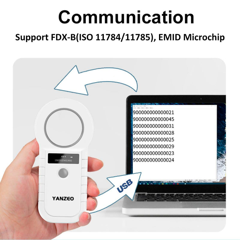 Yanzeo Pet Microchip Reader 134.2KHz/125KHz 15 Digits Pet Microchip Scanner for Dogs Cats FDX-B (ISO 11784/11785) Ar180c
