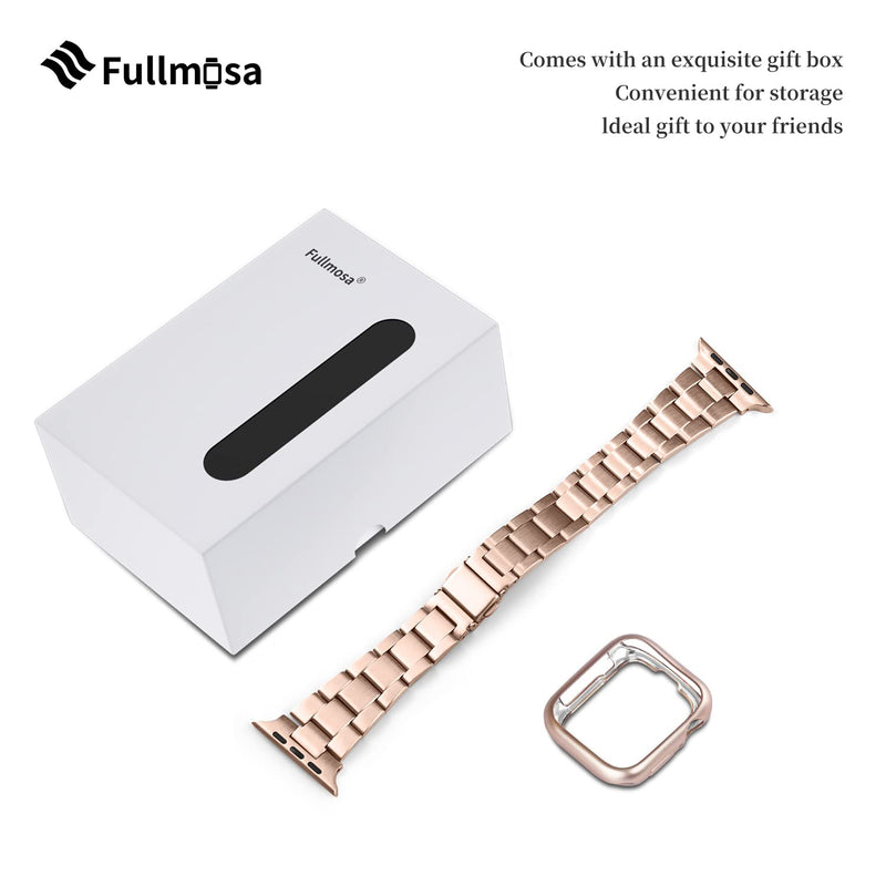 Fullmosa No-Tool Needed Band Compatible Apple Watch Band with Case 41mm 40mm 38mm Silver & Rose Gold